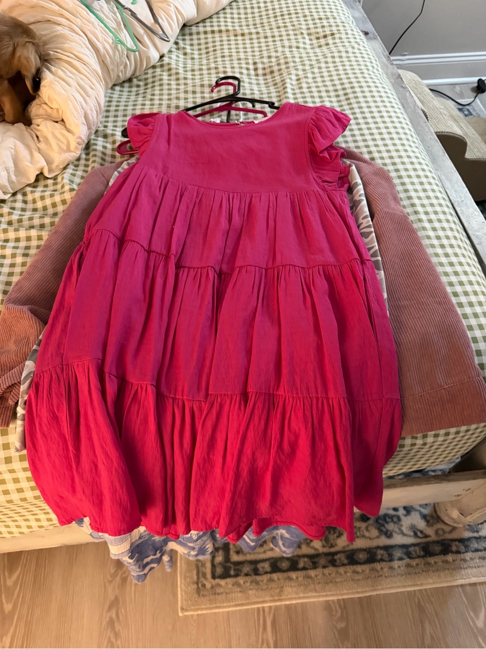 Girls' Bright Pink Ruffle Tiered Dress